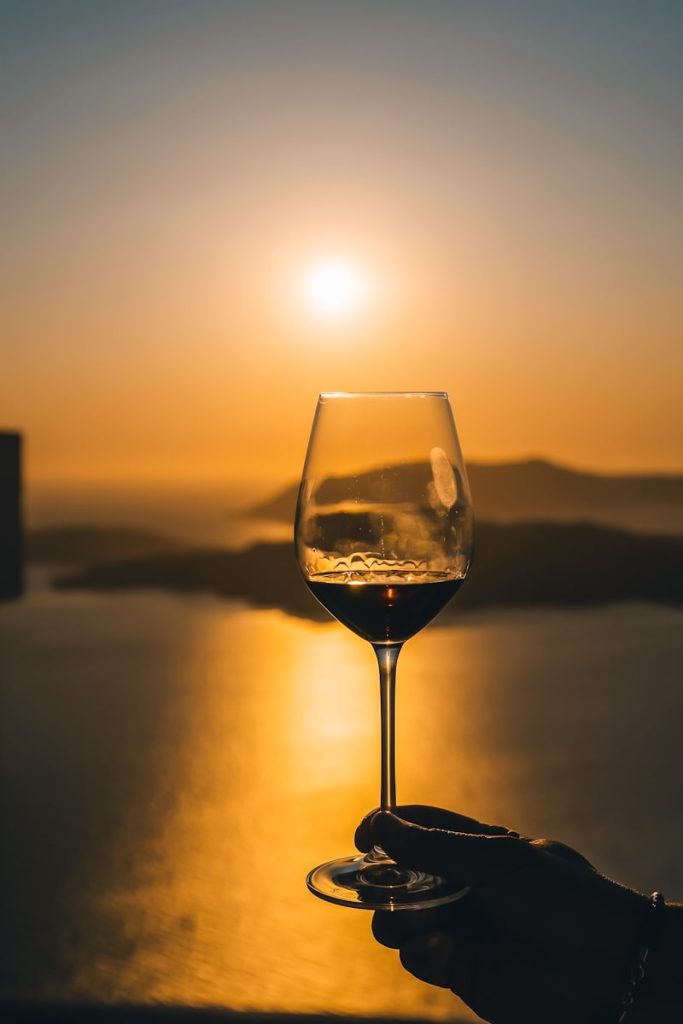 a hand holding a glass of wine