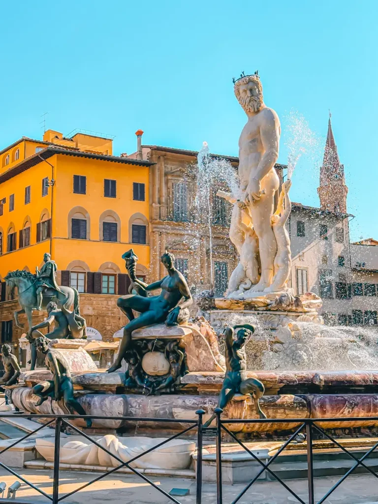 Florence 3 Days Itinerary: A Perfect Guide For First Timers Piazza della Signoria statue with a water fountain in Florence Italy